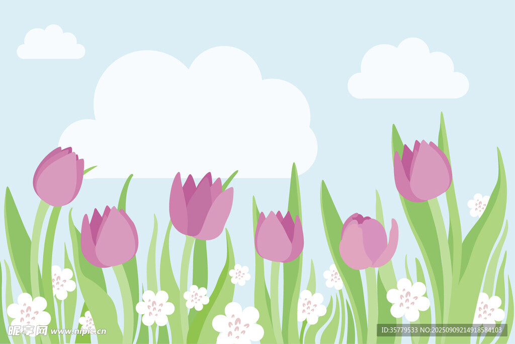 郁金香花丛插图