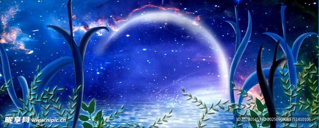 梦幻月夜森林景观