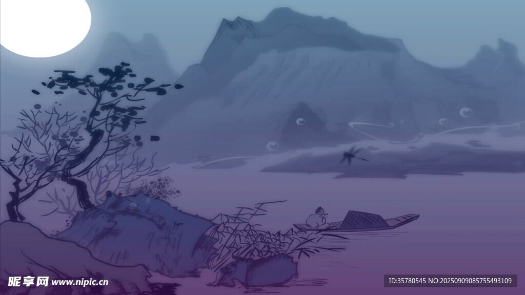 梦幻月夜森林奇幻景象