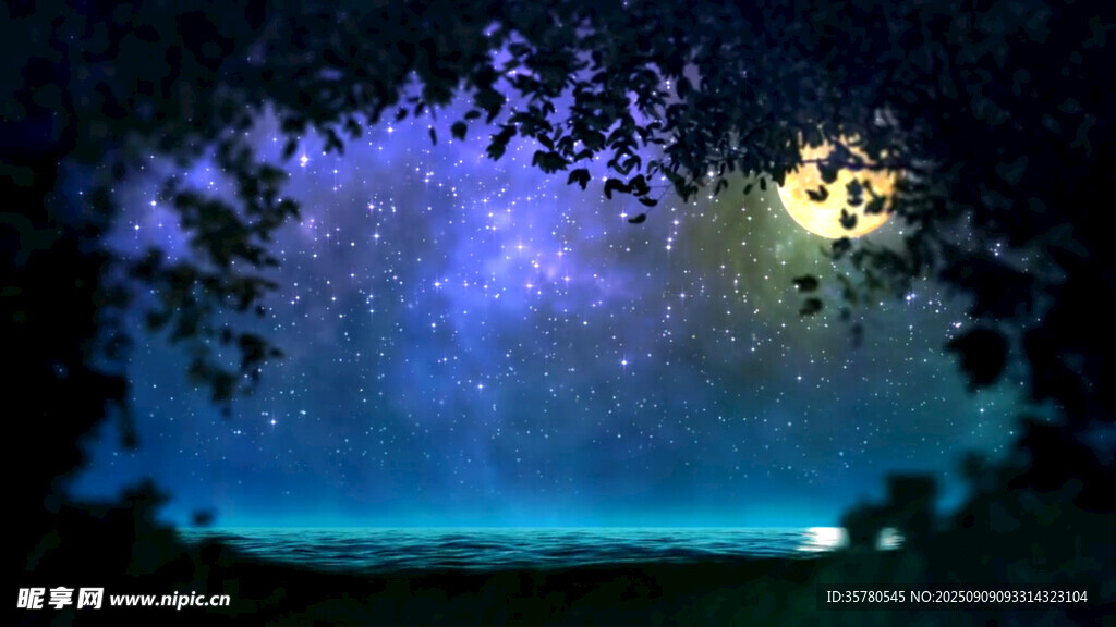 梦幻星空下的静谧自然景色
