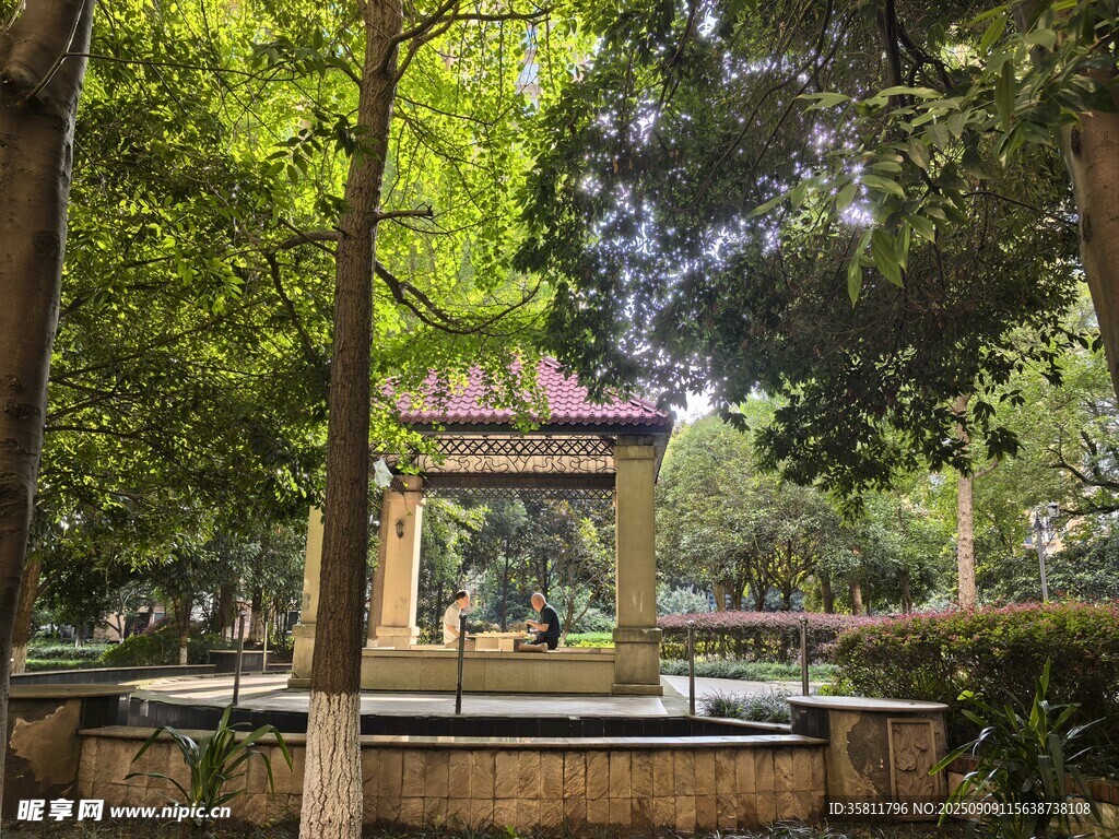 公园中的古典凉亭景观