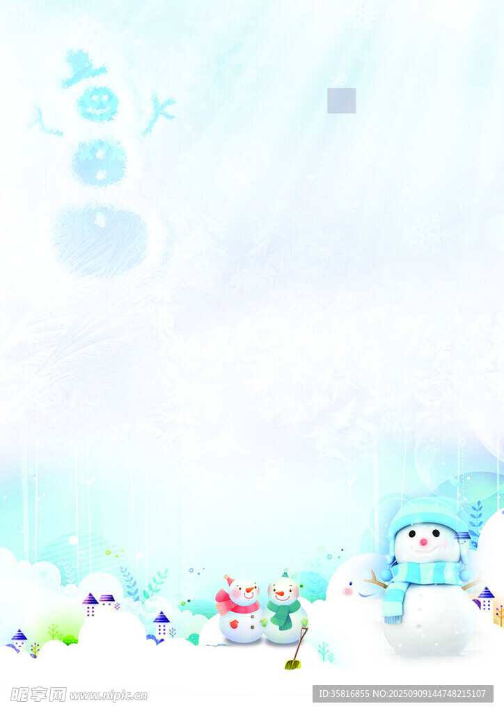 冰雪世界中的可爱卡通角色