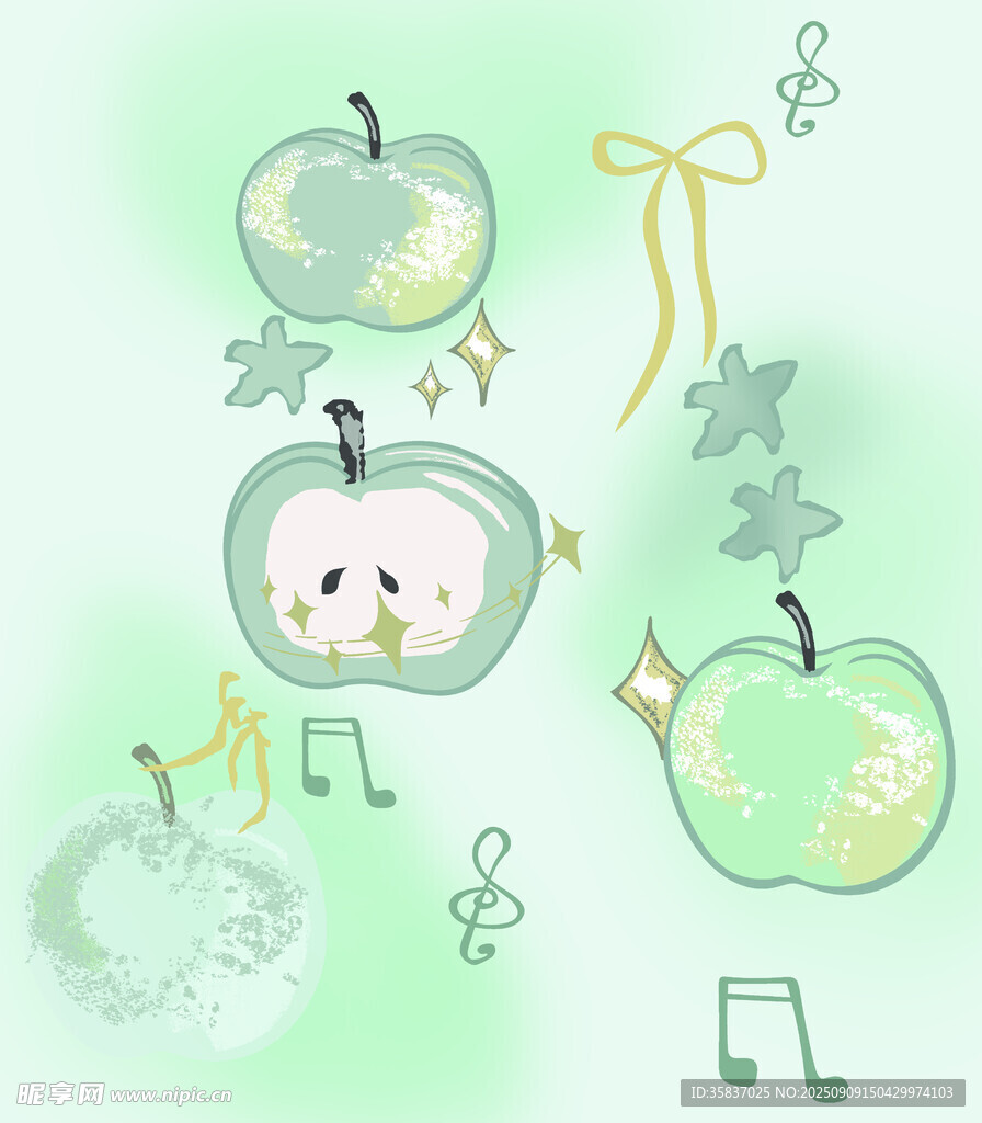 可爱卡通风苹果插画元素