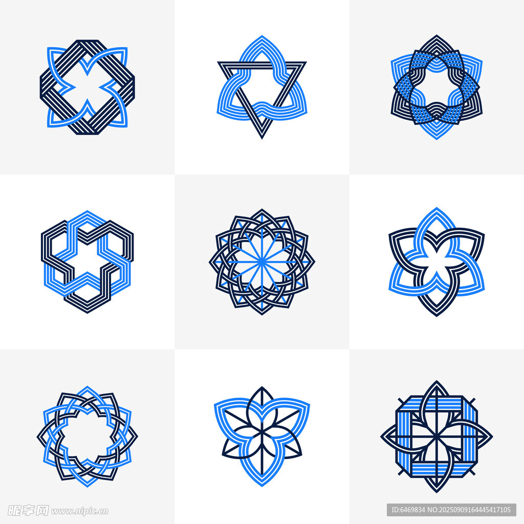 蓝色几何花纹