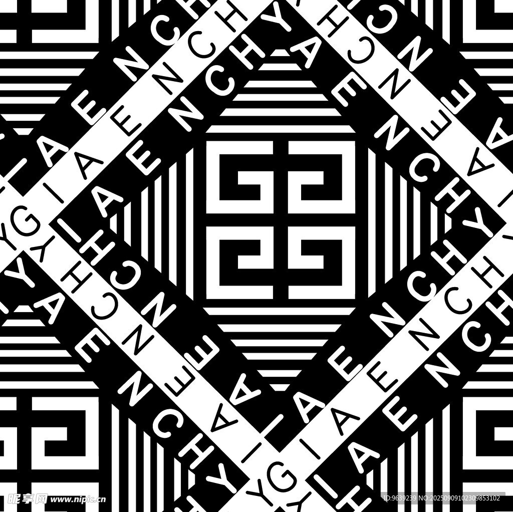黑白几何字母图案纹理