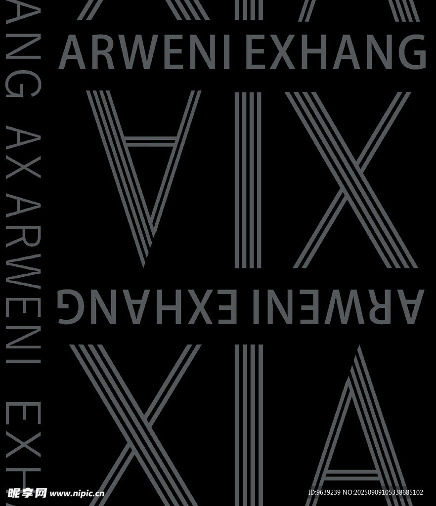 黑色背景上的白色字母图案