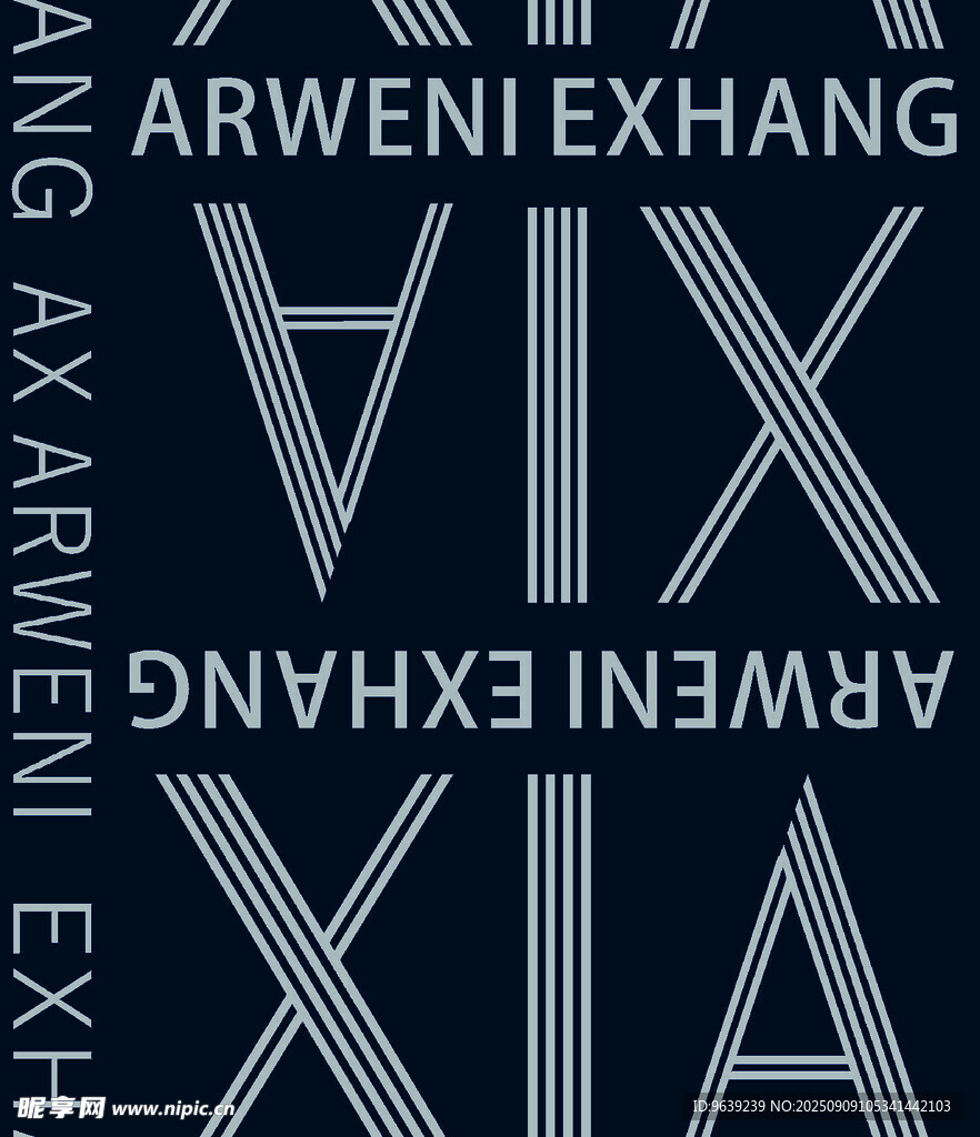 深蓝色背景字母图案设计