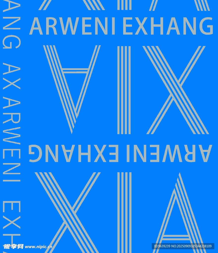 蓝色背景上的重复字母图案