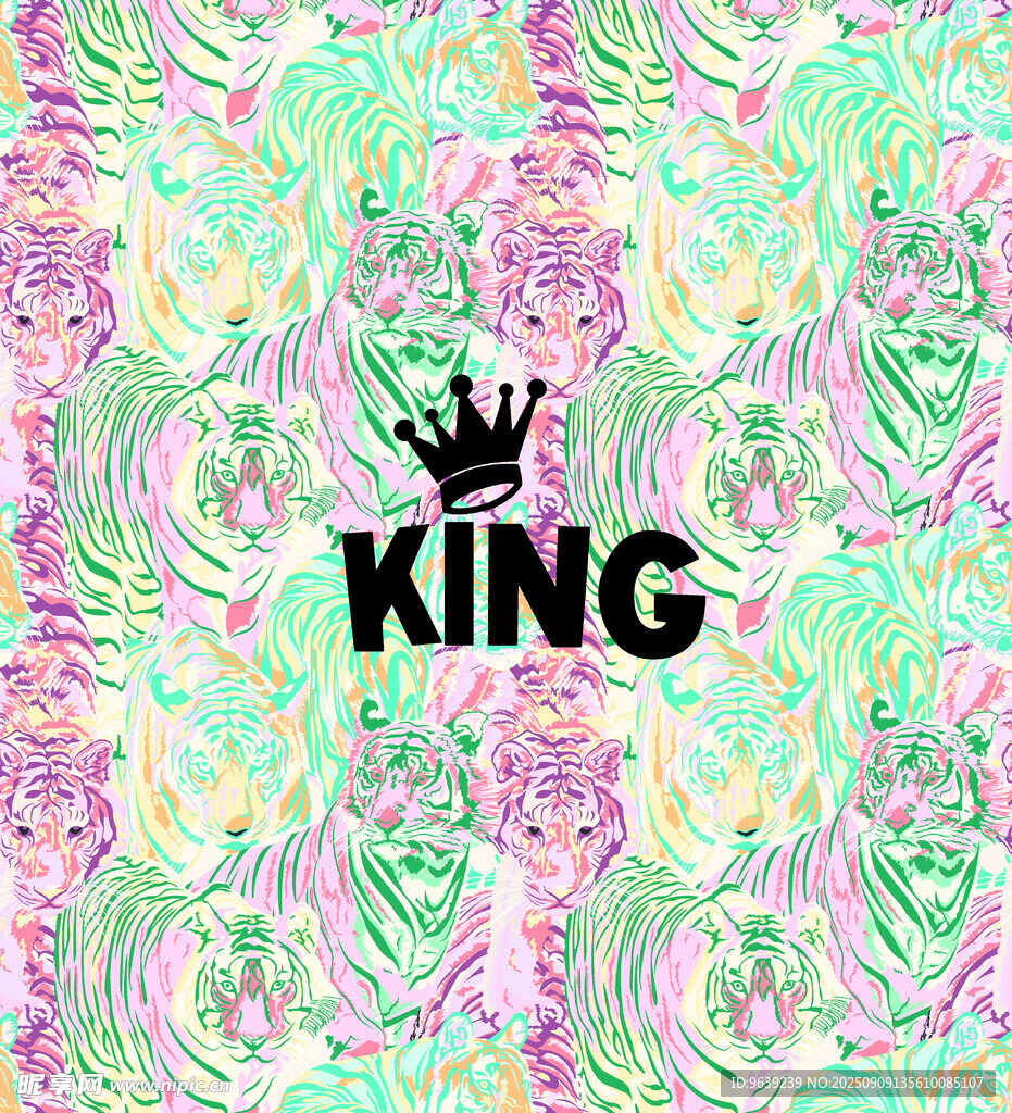 皇冠KING多彩花卉图案