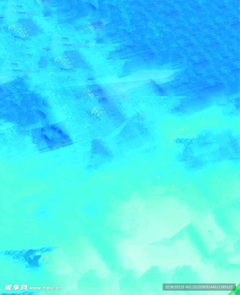 梦幻蓝绿渐变水彩背景