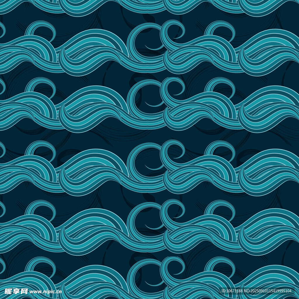 蓝绿色海浪循环图案