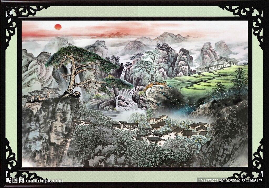 山水国画美景