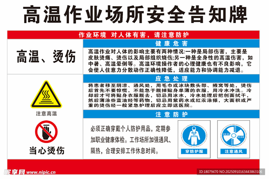 高温作业场所安全告知牌