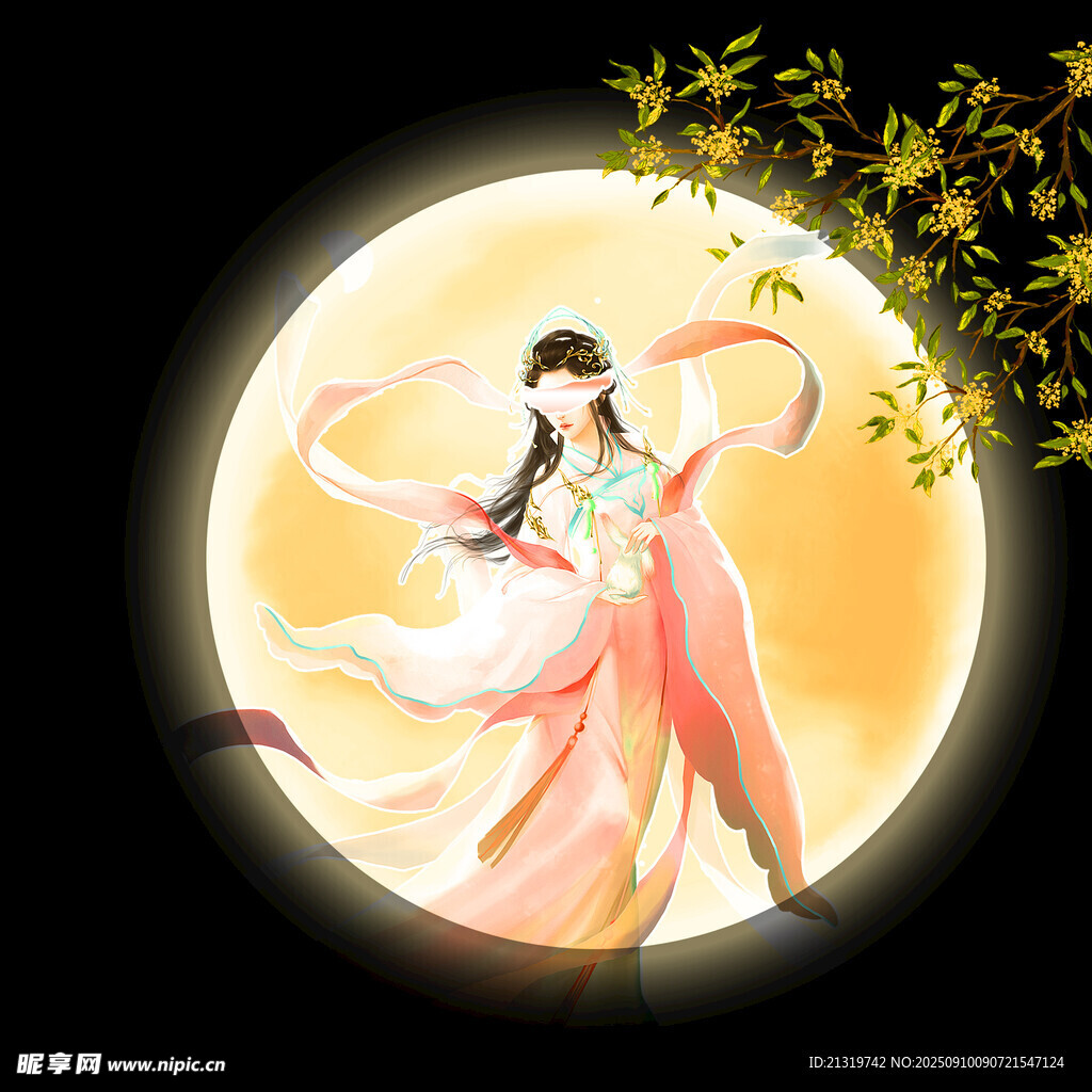 国潮月亮插画