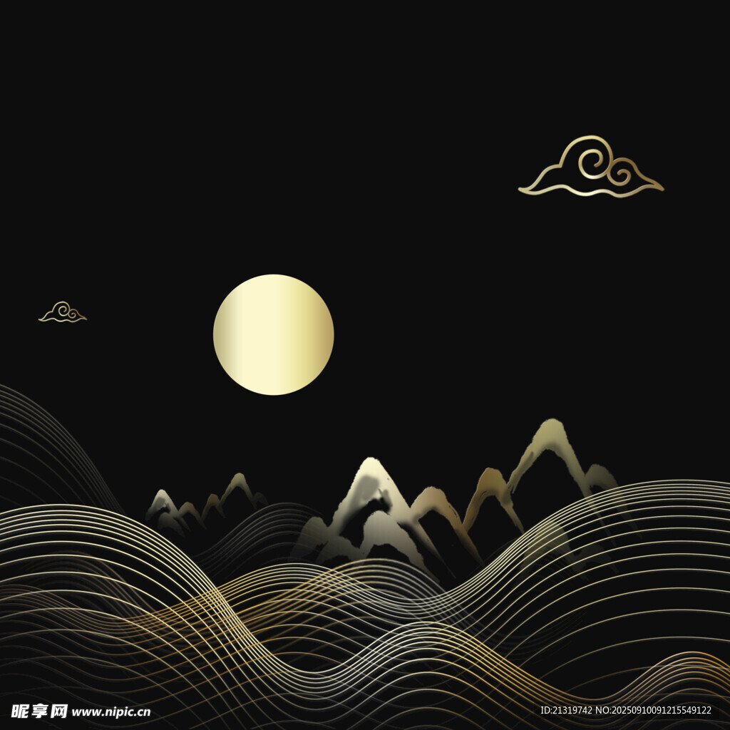 月亮国潮插画