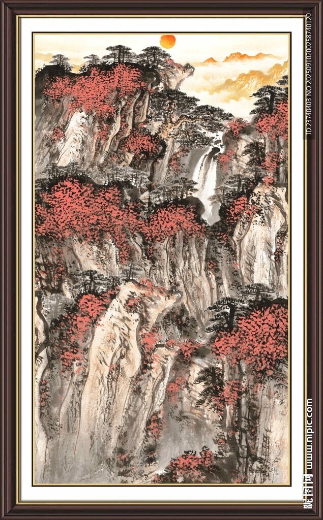 山水红叶图