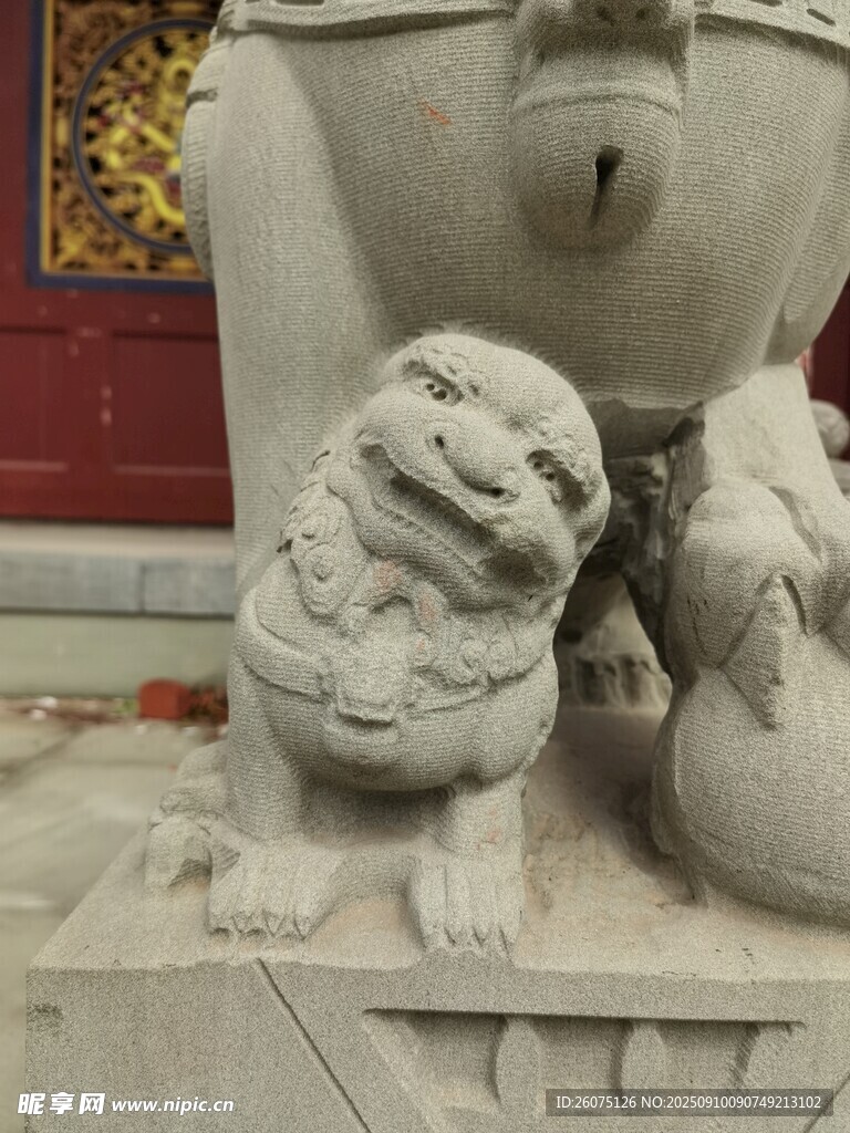 石狮子雕塑细节特写