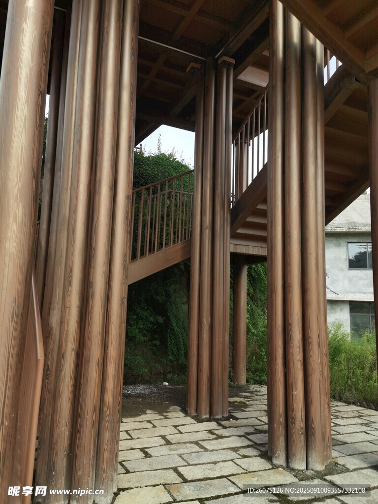 木质廊架建筑景观