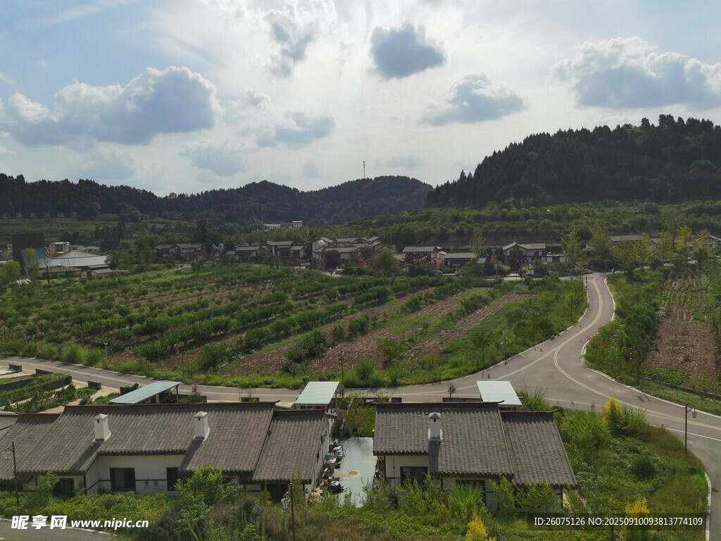 乡村田园风光俯瞰美景