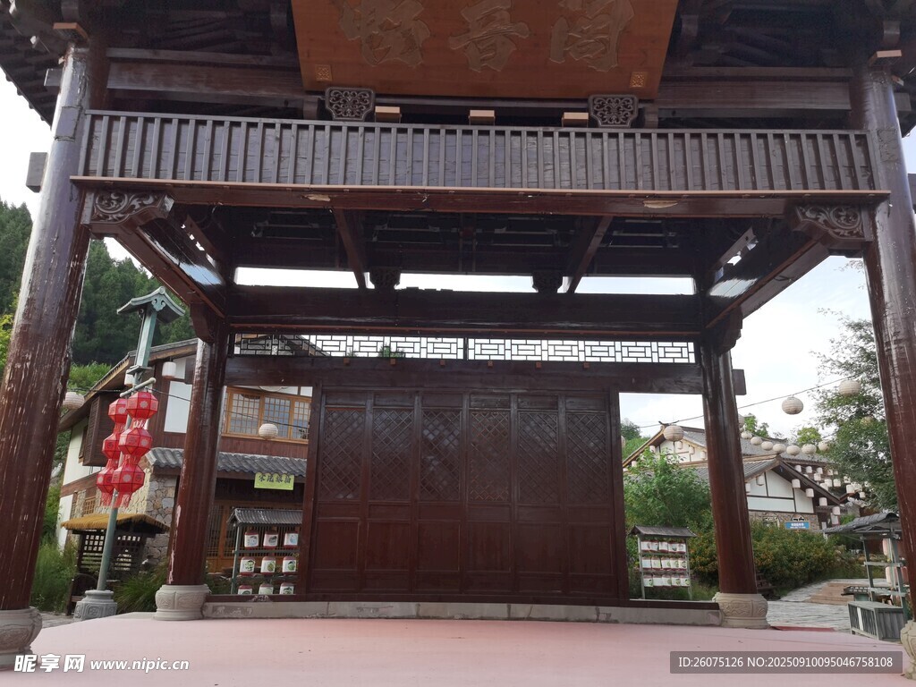 中式传统门楼建筑景观