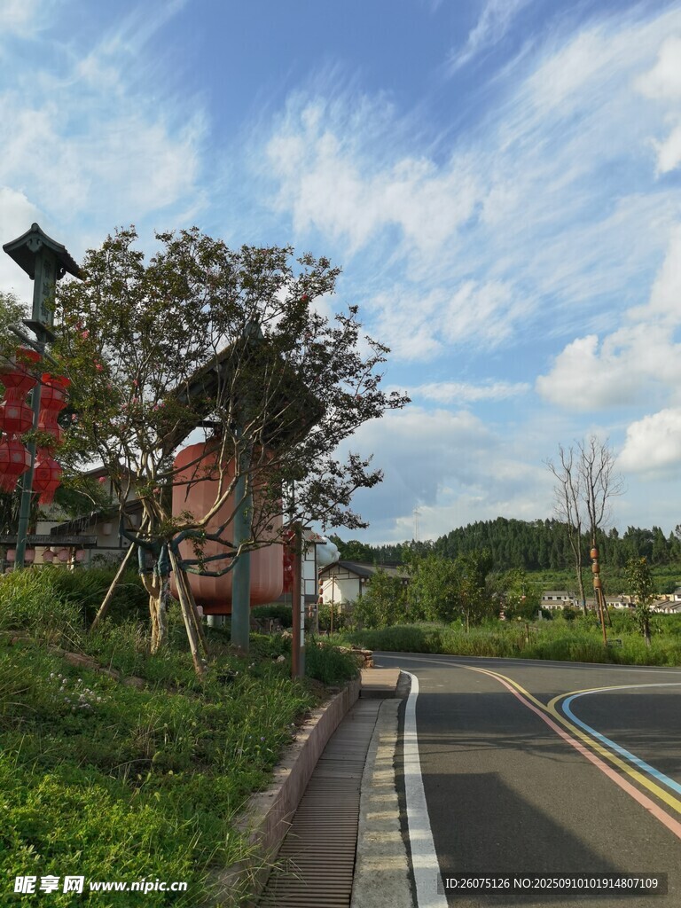 乡村公路旁的特色建筑