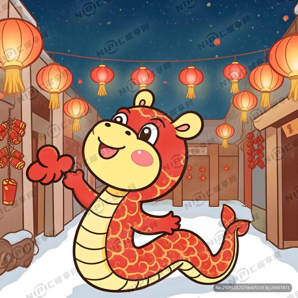 2026年过年卡通蛇手绘形象