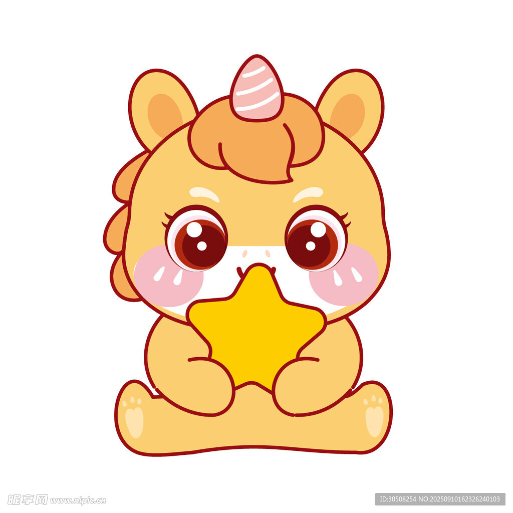 可爱独角兽抱星星
