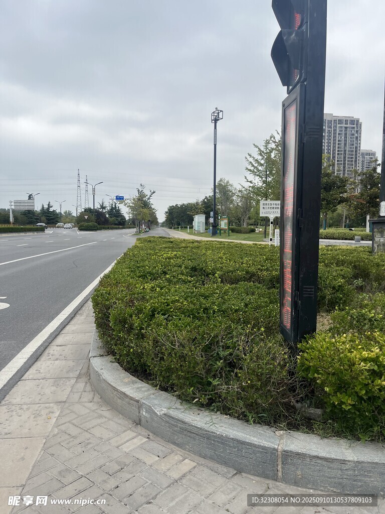 城市道路旁的绿化带景观
