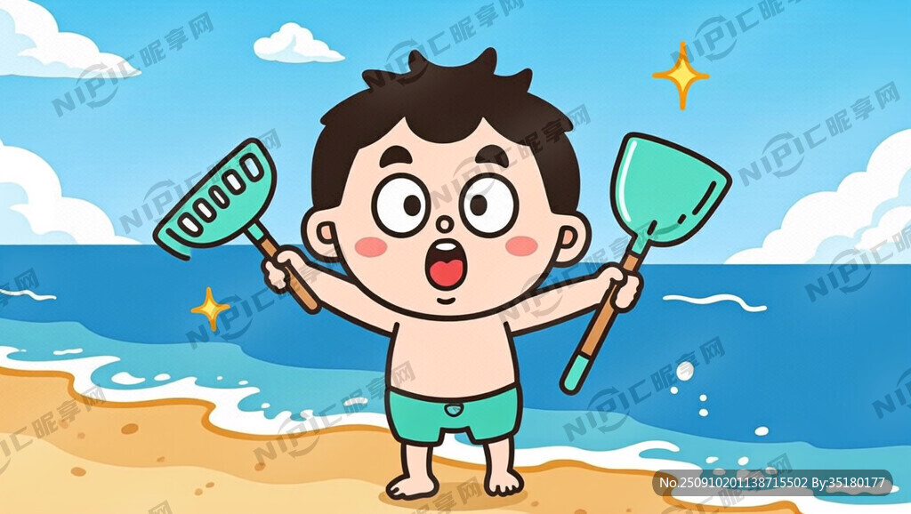 赶海卡通海洋人物