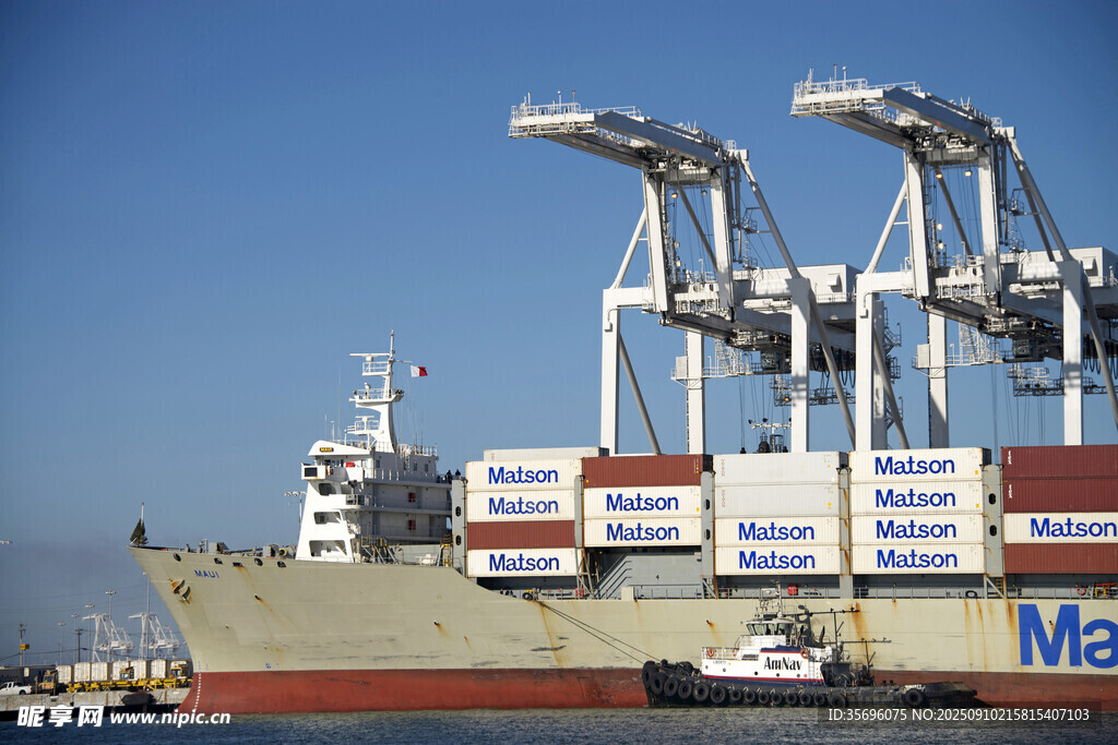 港口集装箱货轮装卸场景