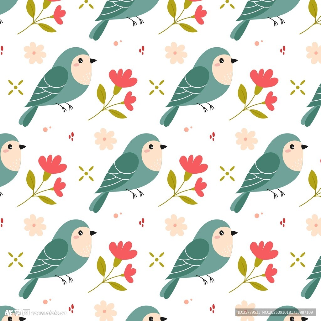 小鸟花卉图案