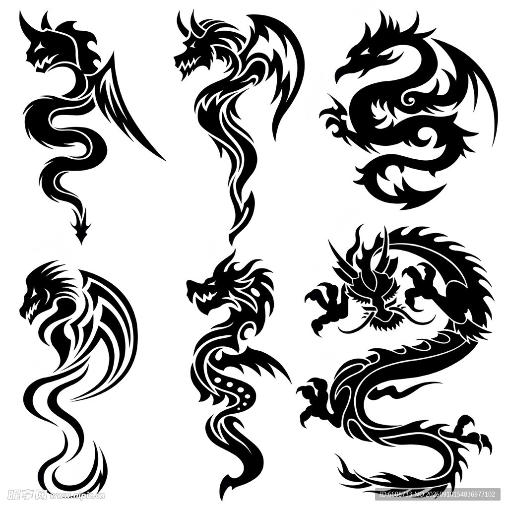 多样中式龙形纹身图案