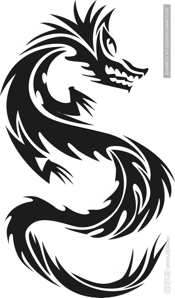 简约黑白龙形图腾图案