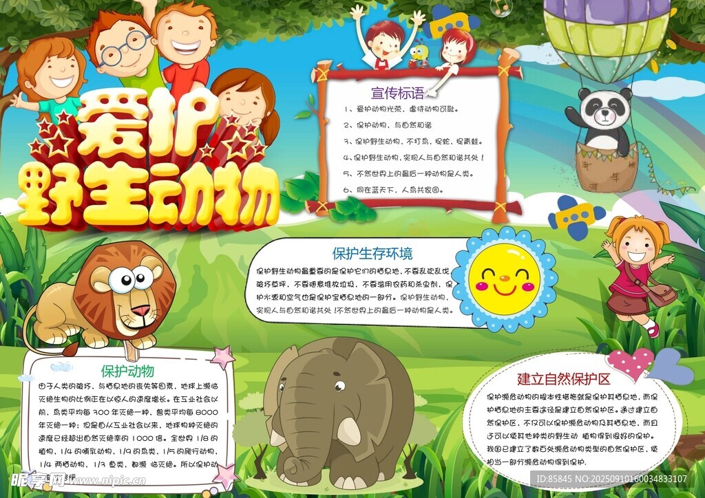 爱护动物手抄报