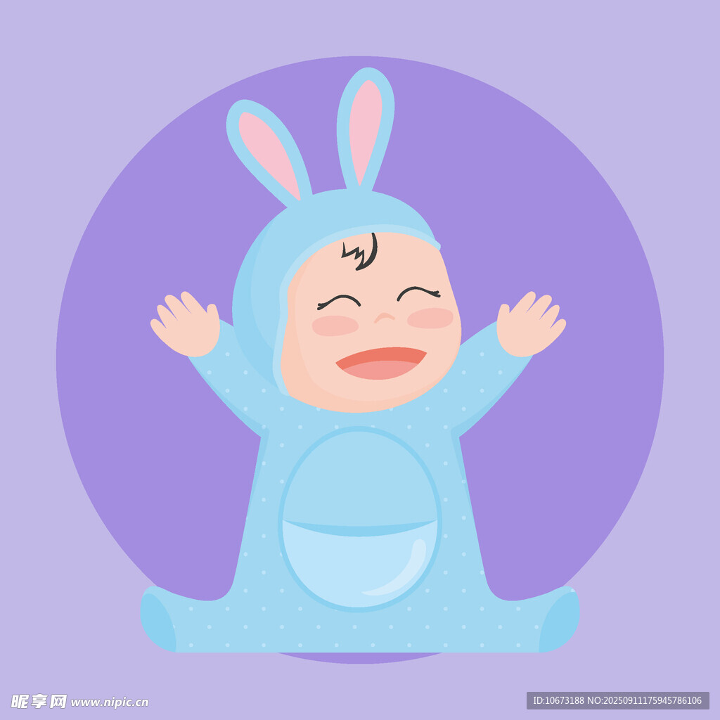 穿兔装欢笑的可爱宝宝
