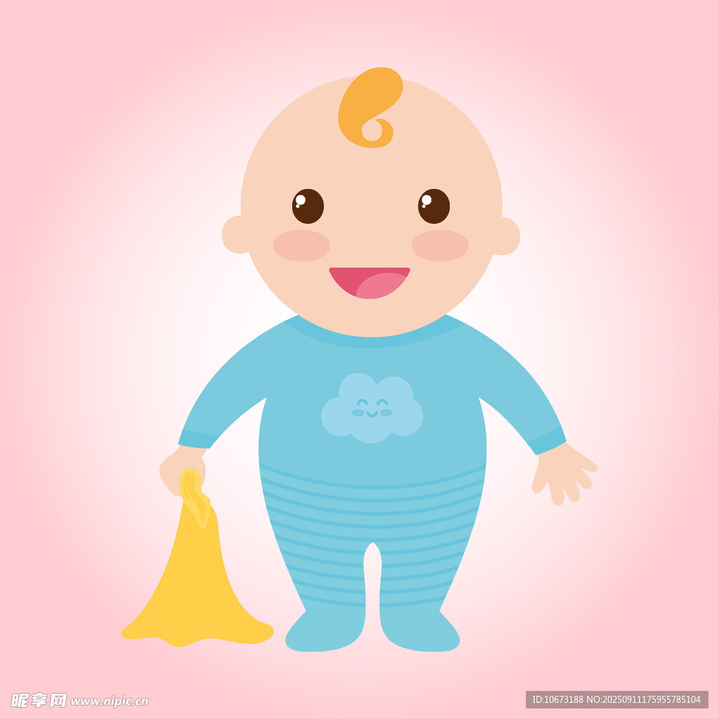 可爱婴儿手持黄色物件