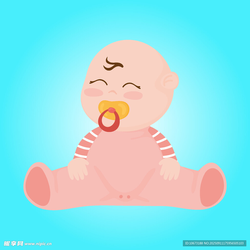 坐着的可爱奶嘴宝宝