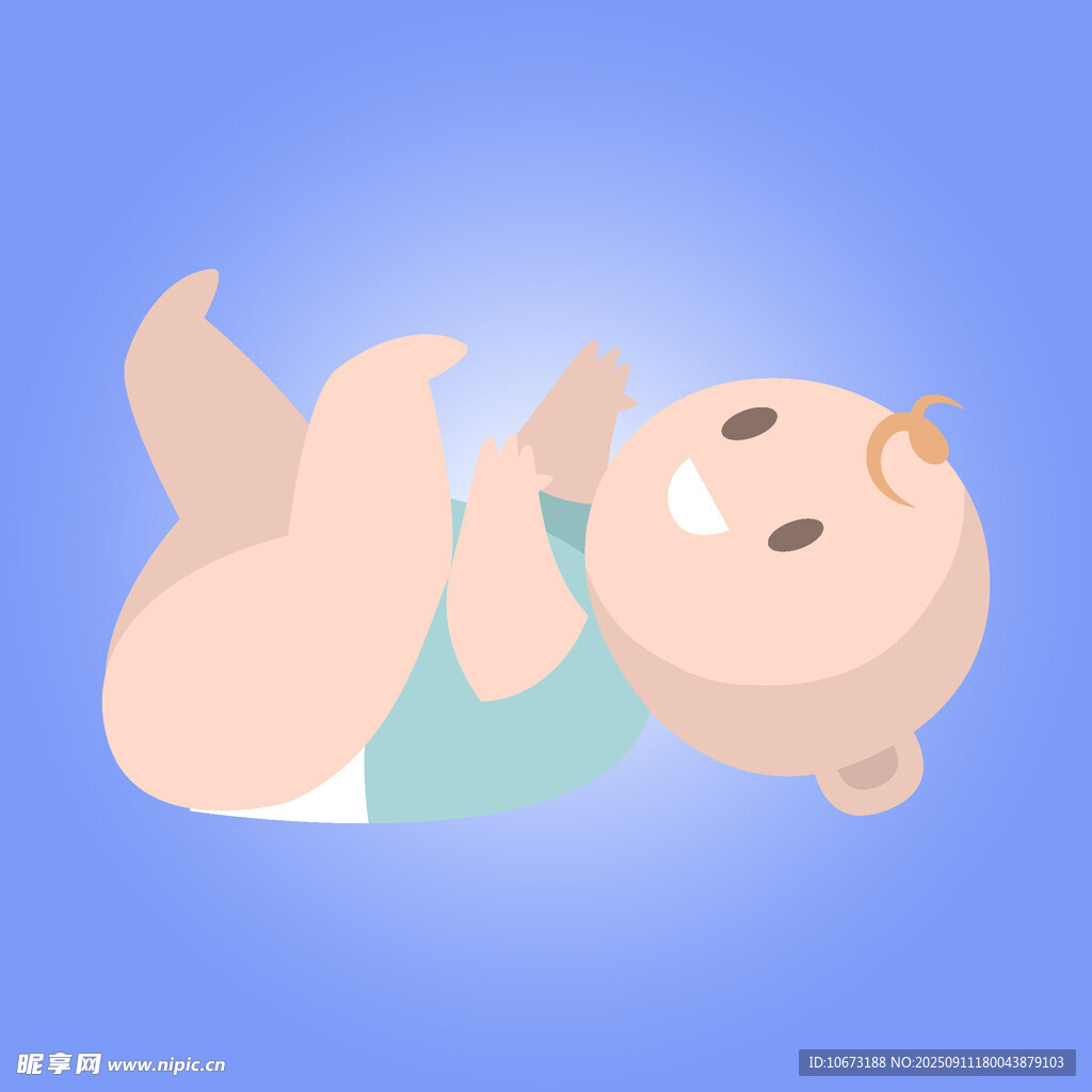 躺着玩耍的可爱小婴儿