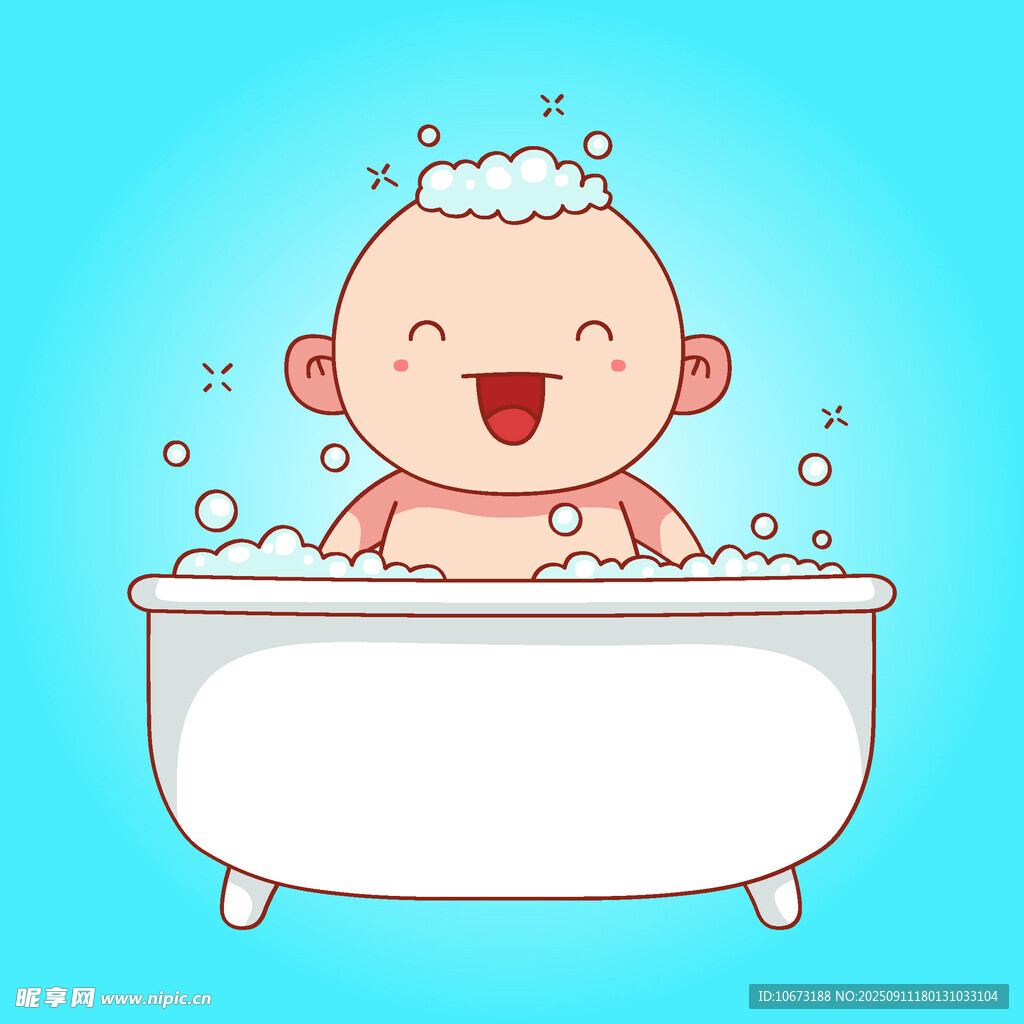 快乐宝宝享受泡泡浴