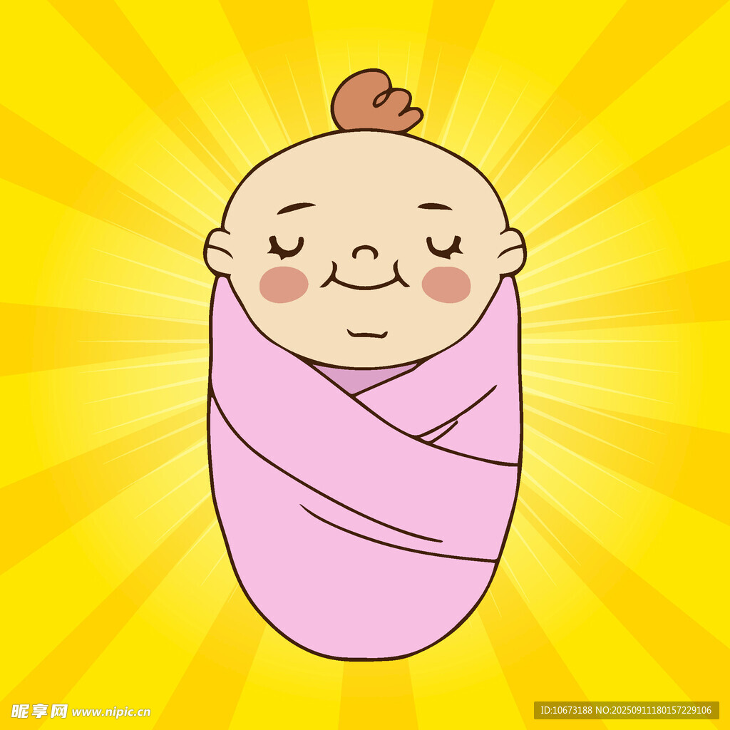 裹粉色襁褓的可爱小婴儿