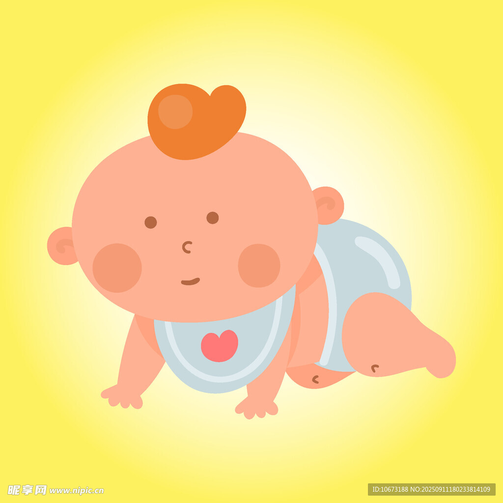 可爱爬行婴儿插画