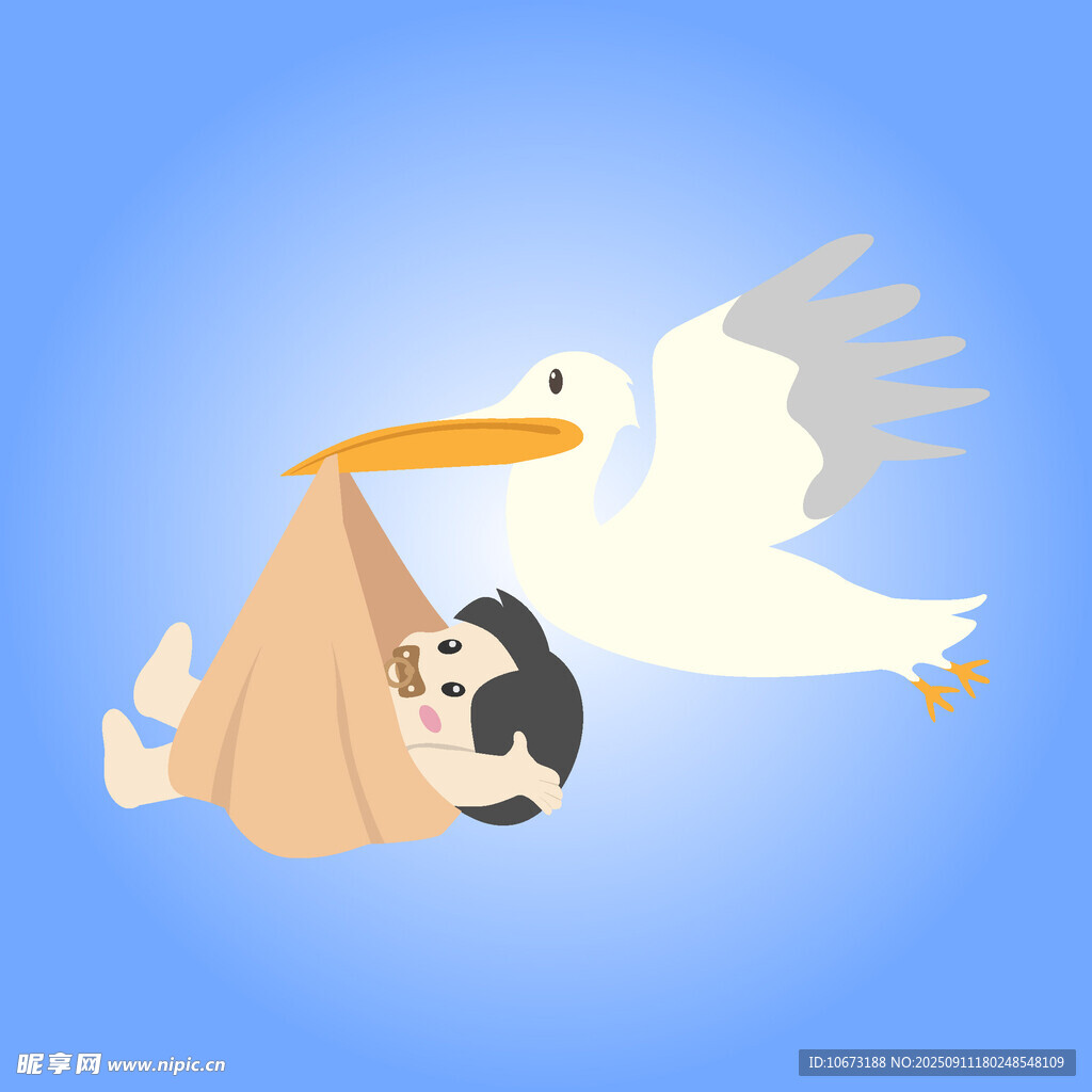 白鹳送宝宝的温馨画面