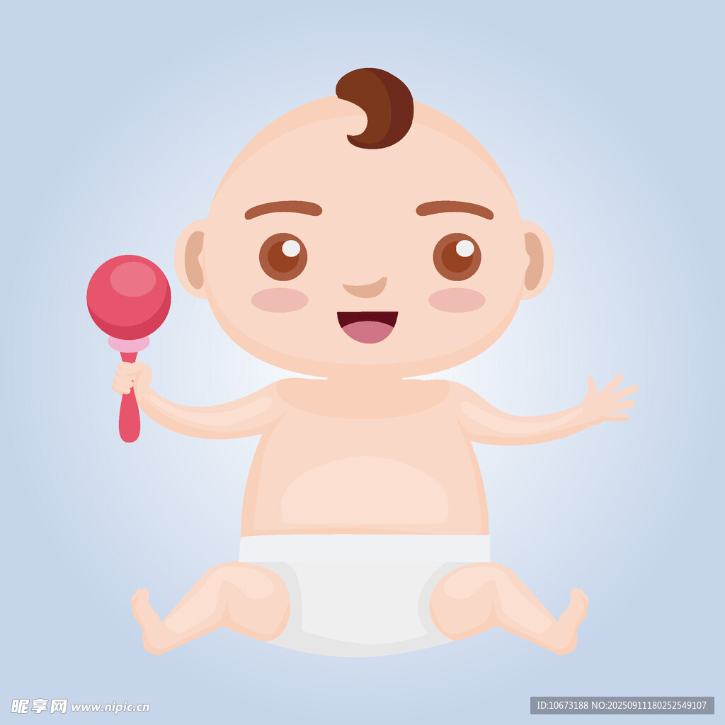 可爱宝宝手持拨浪鼓玩耍