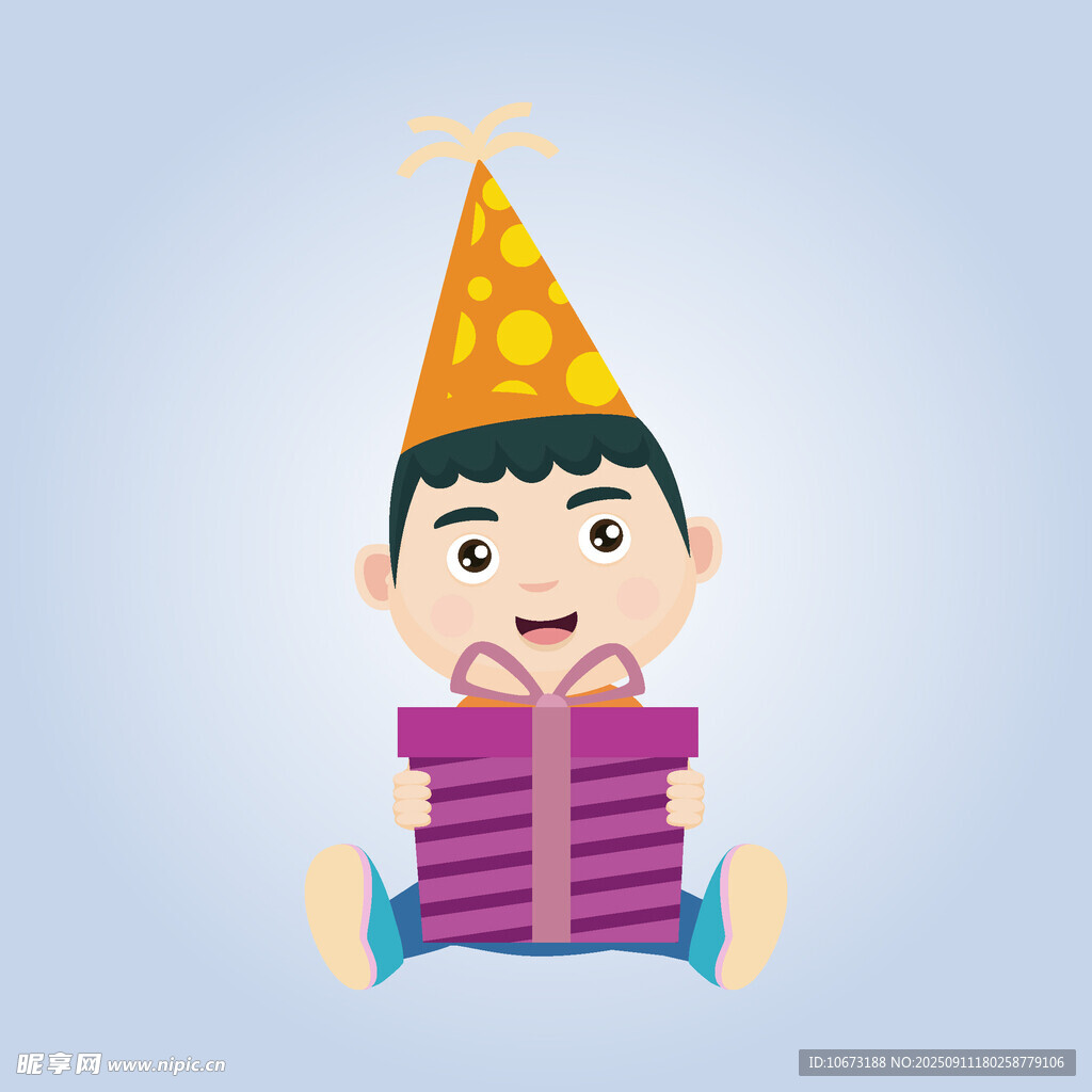 戴帽男孩手持礼物