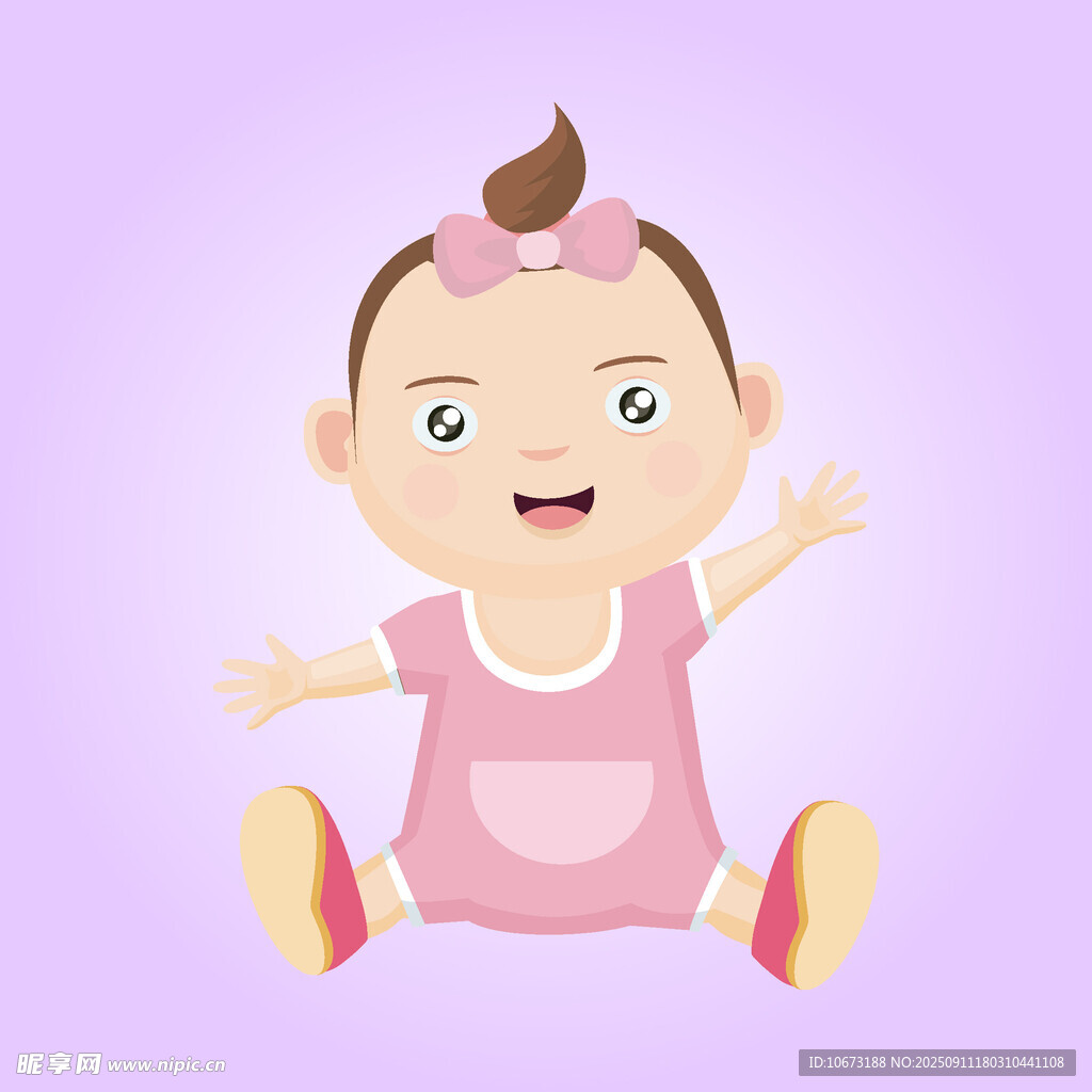 可爱坐地的粉色系小婴儿