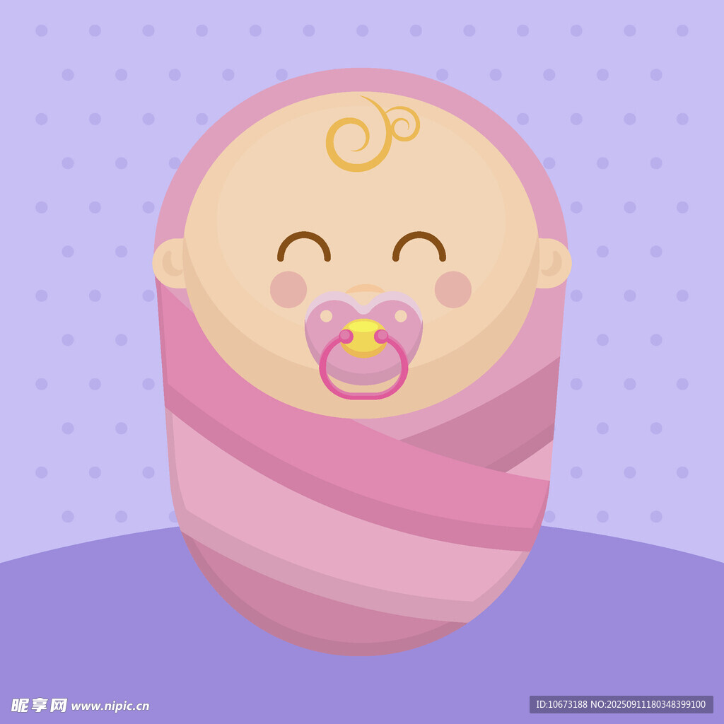 裹粉色襁褓的可爱小婴儿