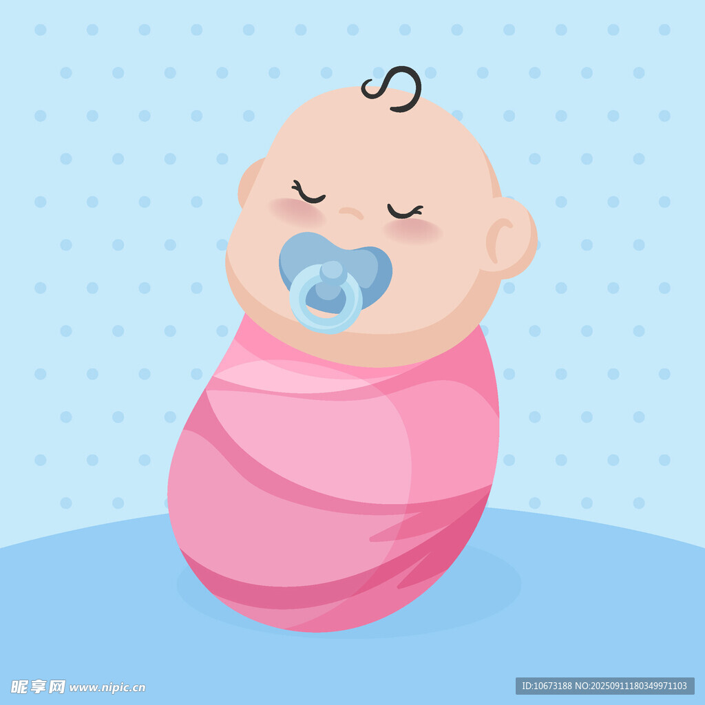 裹粉色襁褓的安睡婴儿
