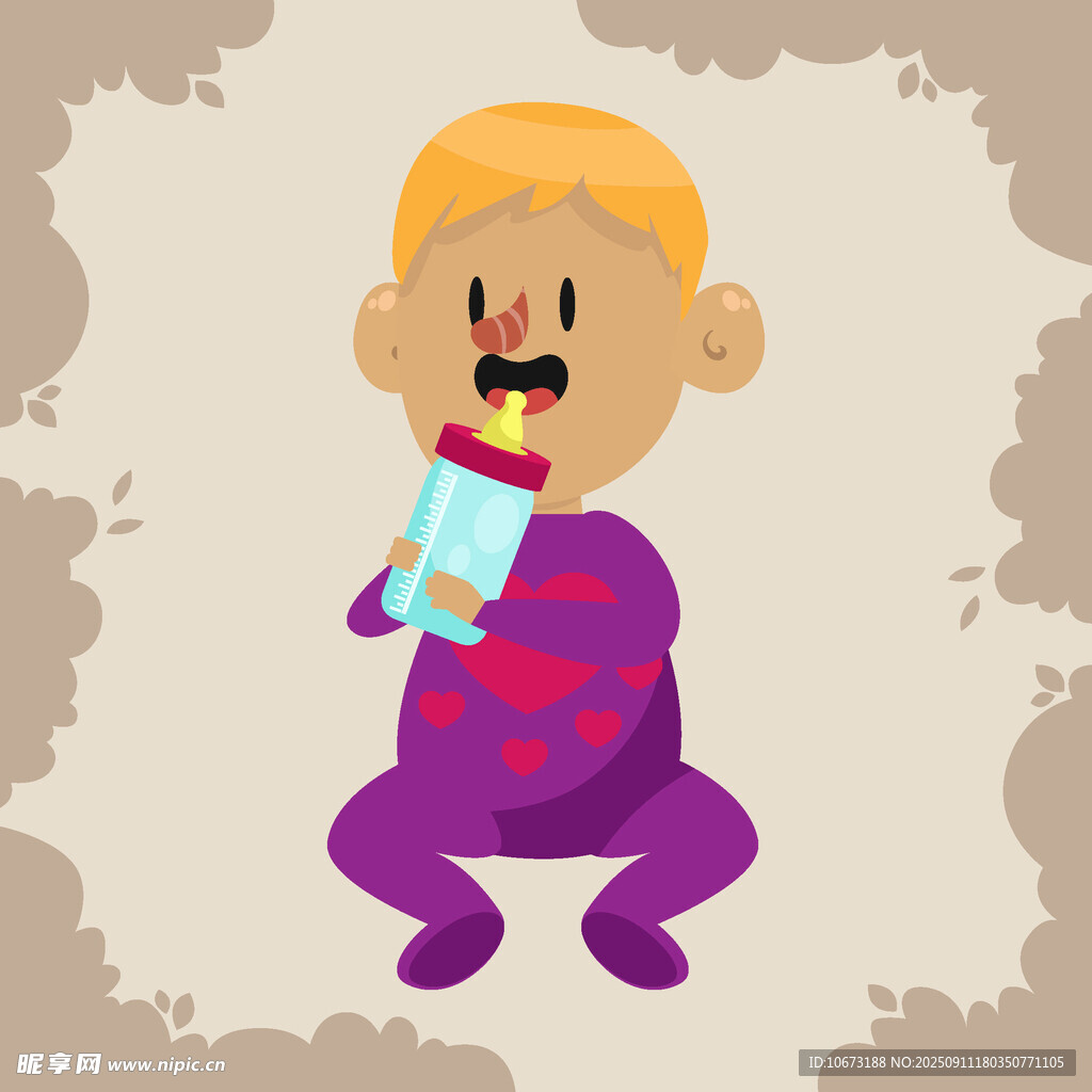 可爱宝宝坐着喝奶瓶