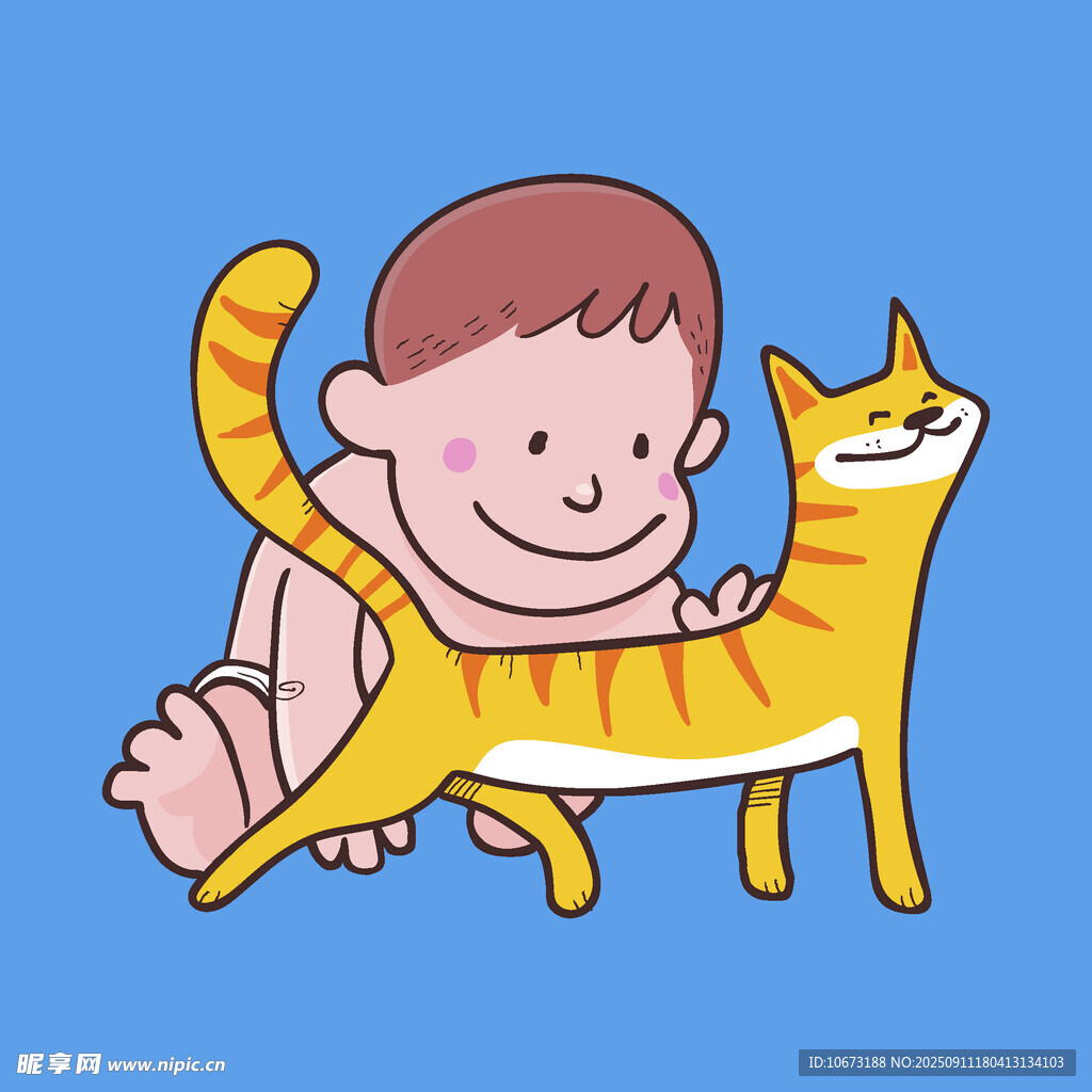 小孩与猫咪的温馨互动