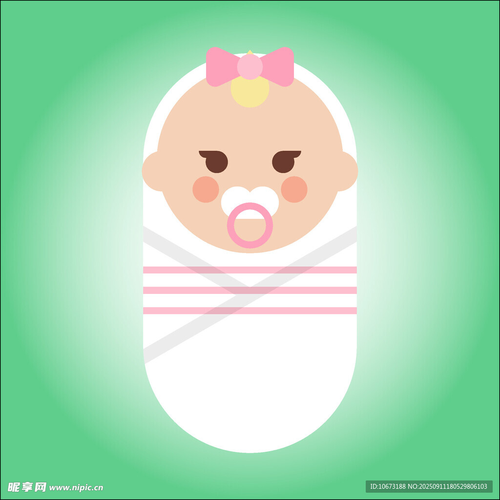 裹襁褓的可爱皱眉小婴儿